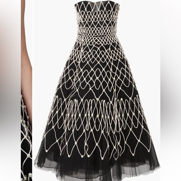 New Carolina Herrera Chalet Beaded & Embroidered Tulle Strapless Cocktail Dress - Picture 16 of 16